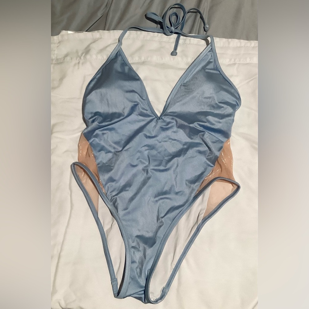 🆕🔥PINK Victoria's Secret Light Blue Fabric with Gold Accent gorgeous suit